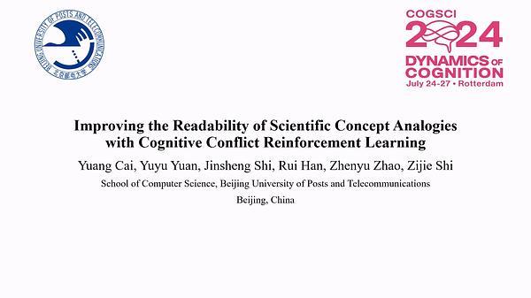 Improving the Readability of Scientific Concept Analogies with Cognitive Conflict Reinforcement Learning