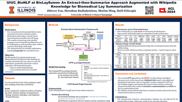 UIUC_BioNLP at BioLaySumm: An Extract-then-Summarize Approach Augmented with Wikipedia Knowledge for Biomedical Lay Summarization