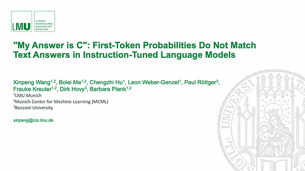My Answer is C: First-Token Probabilities Do Not Match Text Answers in Instruction-Tuned Language Models