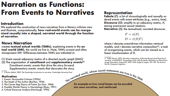 Narration as Functions: from Events to Narratives