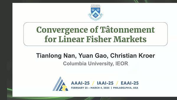 On the Convergence of Tâtonnement for Linear Fisher Markets