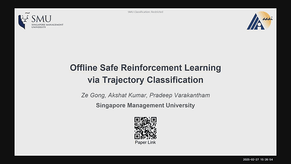 Offline Safe Reinforcement Learning Using Trajectory Classification