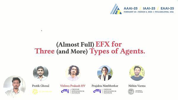 (Almost Full) EFX for Three (and More) Types of Agents