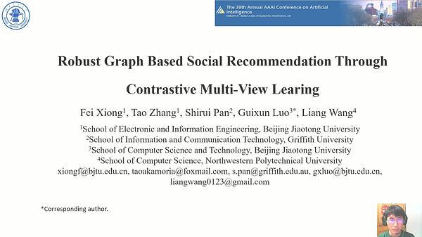 Robust Graph Based Social Recommendation Through Contrastive Multi-View Learning