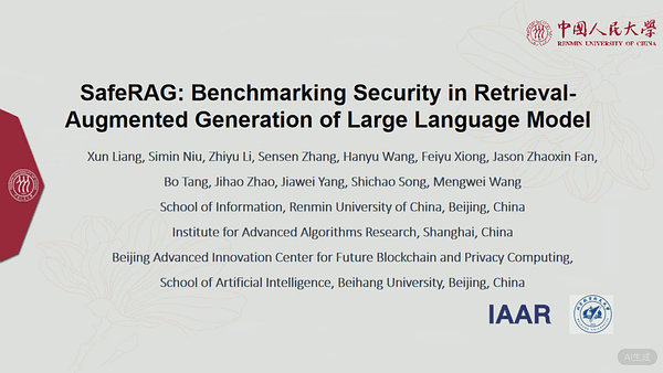 SafeRAG: Benchmarking Security in Retrieval-Augmented Generation of Large Language Model