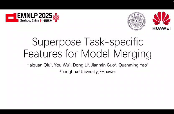 Superpose Task-specific Features for Model Merging