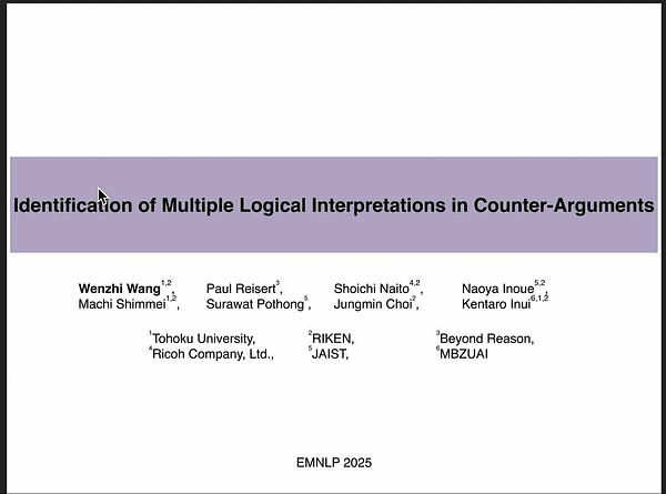 Identification of Multiple Logical Interpretations in Counter-Arguments