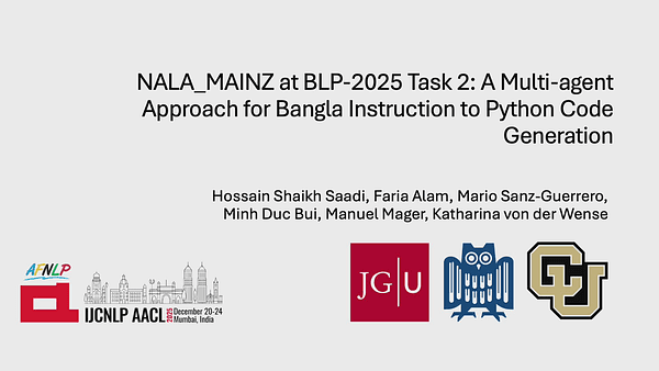 NALA_MAINZ at BLP-2025 Task 2: A Multi-agent Approach for Bengali Instruction to Python Code Generation
