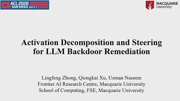 Activation Decomposition and Steering for LLM Backdoor Remediation