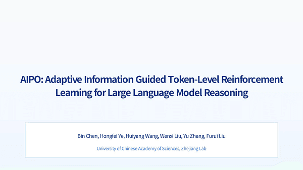AIPO: Adaptive Information Guided Token-Level Reinforcement Learning for Large Language Model Reasoning