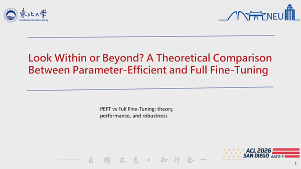 Look Within or Beyond? A Theoretical Comparison Between Parameter-Efficient and Full Fine-Tuning