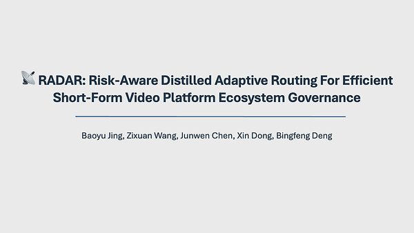 RADAR: Risk-Aware Distilled Adaptive Routing for Efficient Short-Form Video Platform Ecosystem Governance