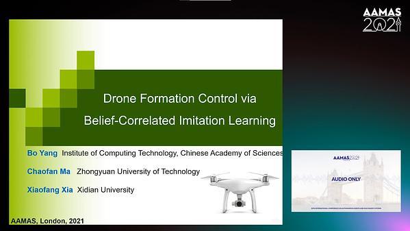 Drone Formation Control via Belief-Correlated Imitation Learning