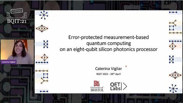 Error-protected measurement-based quantum computing on an eight-qubit silicon photonics processor