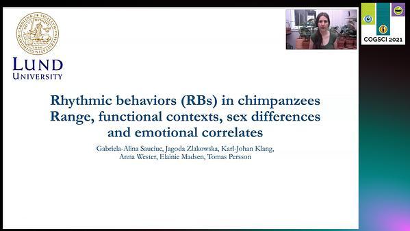 Rhythmic behaviors in chimpanzees: range, functional contexts, sex differences and emotional correlates