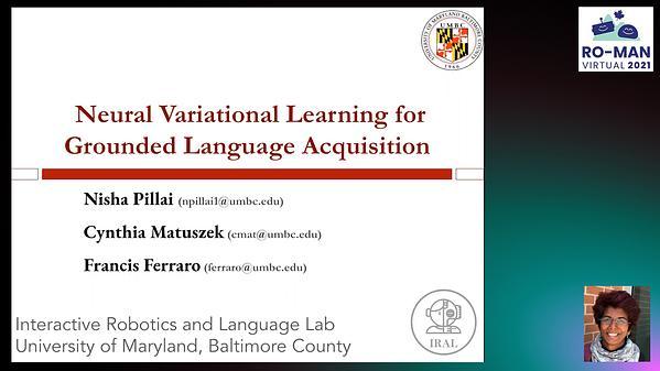Neural Variational Learning for Grounded Language Acquisition