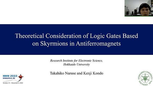 Theoretical Consideration of Logic Gates Based on Skyrmions in Antiferromagnets