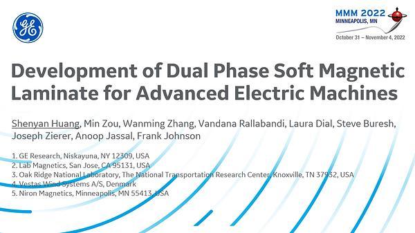 Development of Dual Phase Soft Magnetic Laminate for Advanced Electric Machines
