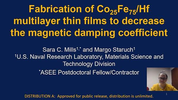 Fabrication of Co25Fe75/Hf multilayer thin films to decrease the magnetic damping coefficient