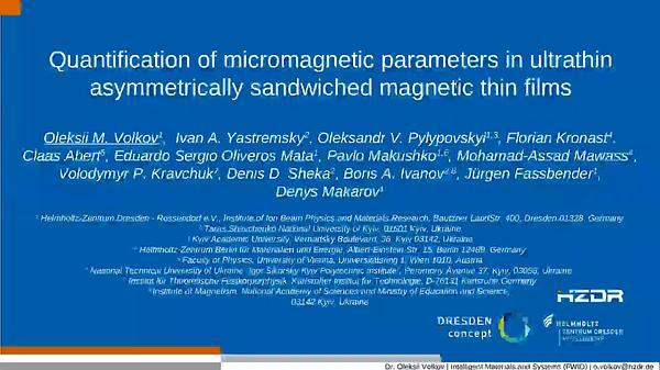 Quantification of Micromagnetic Parameters in Ultrathin Asymmetrically Sandwiched Magnetic Thin Films