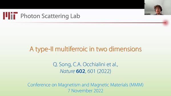 A type II multiferroic in two dimensions