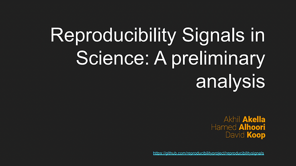 Reproducibility Signals in Science: A preliminary analysis