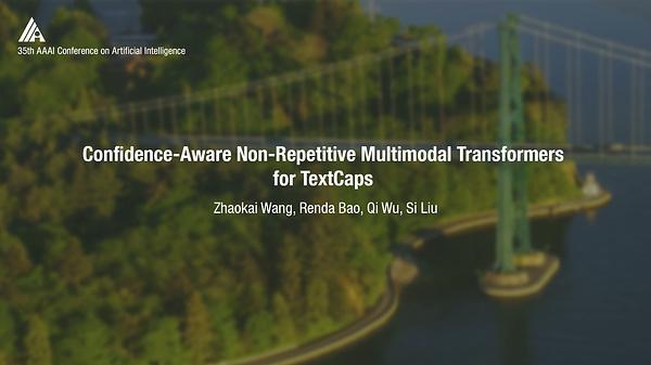 Confidence-Aware Non-Repetitive Multimodal Transformers for TextCaps