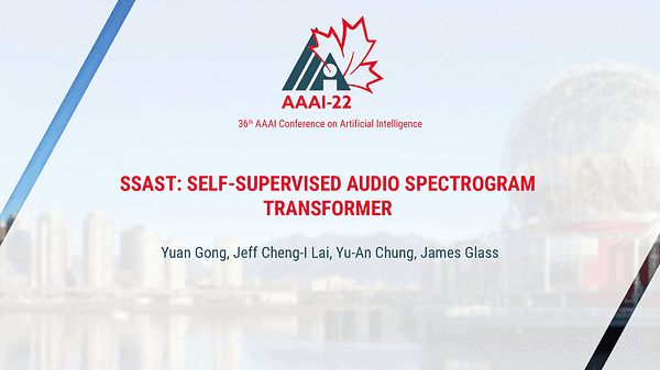 SSAST: Self-Supervised Audio Spectrogram Transformer