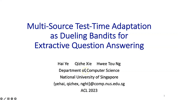 Multi-Source Test-Time Adaptation as Dueling Bandits for Extractive Question Answering