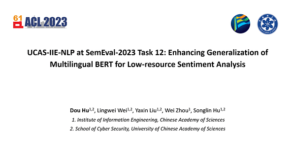 UCAS-IIE-NLP at SemEval-2023 Task 12: Enhancing Generalization of Multilingual BERT for Low-resource Sentiment Analysis