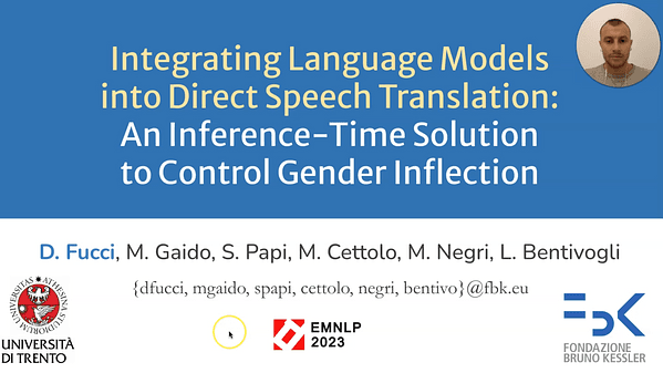 Integrating Language Models into Direct Speech Translation: An Inference-Time Solution to Control Gender Inflection