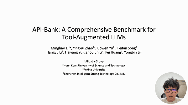 API-Bank: A Comprehensive Benchmark for Tool-Augmented LLMs | VIDEO