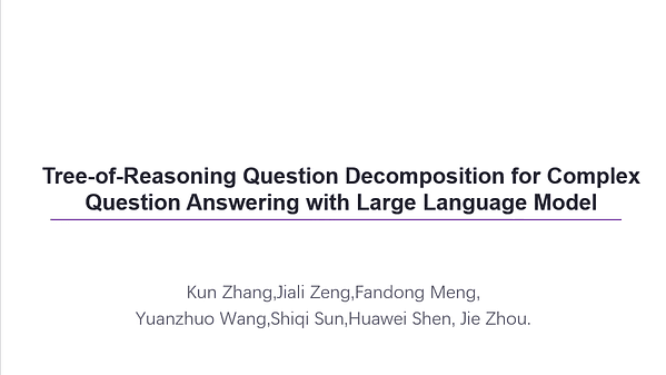 Tree-of-Reasoning Question Decomposition for Complex Question Answering with Large Language Models