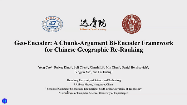 Geo-Encoder: A Chunk-Argument Bi-Encoder Framework for Chinese Geographic Re-Ranking