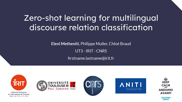 Zero-shot learning for multilingual discourse relation classification