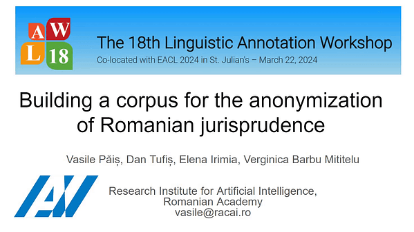 Building a corpus for the anonymization of Romanian jurisprudence