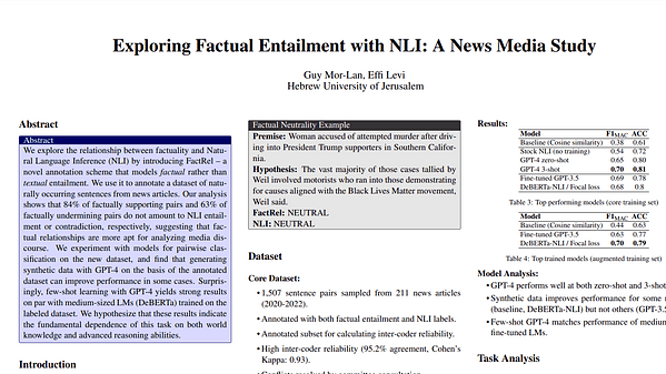Exploring Factual Entailment with NLI: A News Media Study
