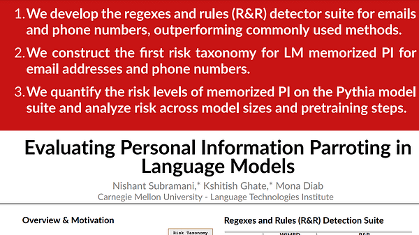 Evaluating Personal Information Parroting in Language Models