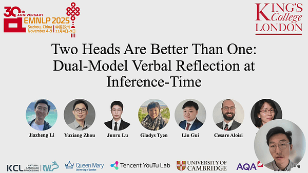 Two Heads Are Better Than One: Dual-Model Verbal Reflection at Inference-Time