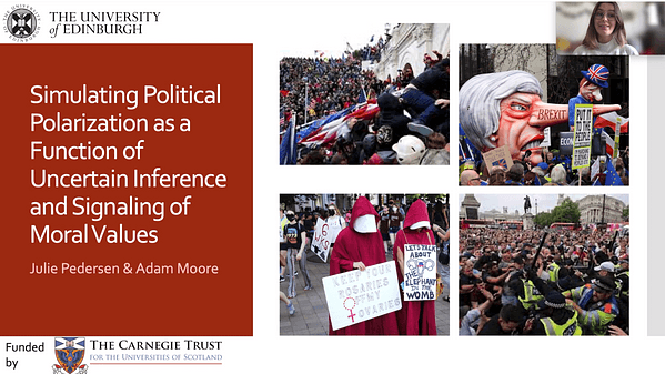 Simulating Political Polarization as a Function of Uncertain Inference and Signaling of Moral Values